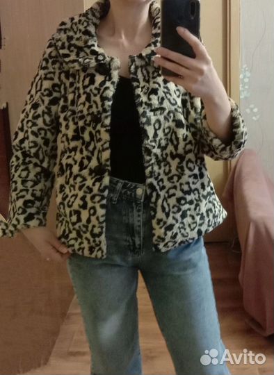 Полушубок, куртка Винтаж леопард 42 размер