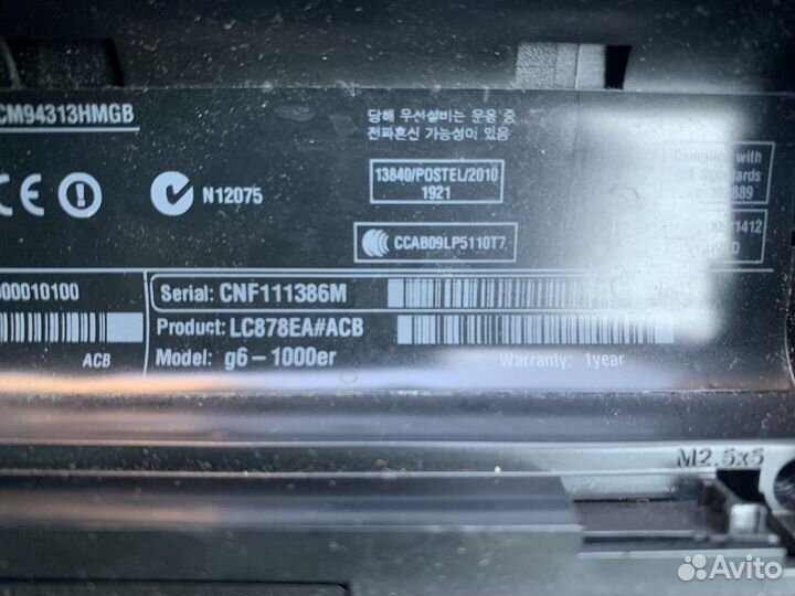 Ноутбук HP G6-1000er в разбор