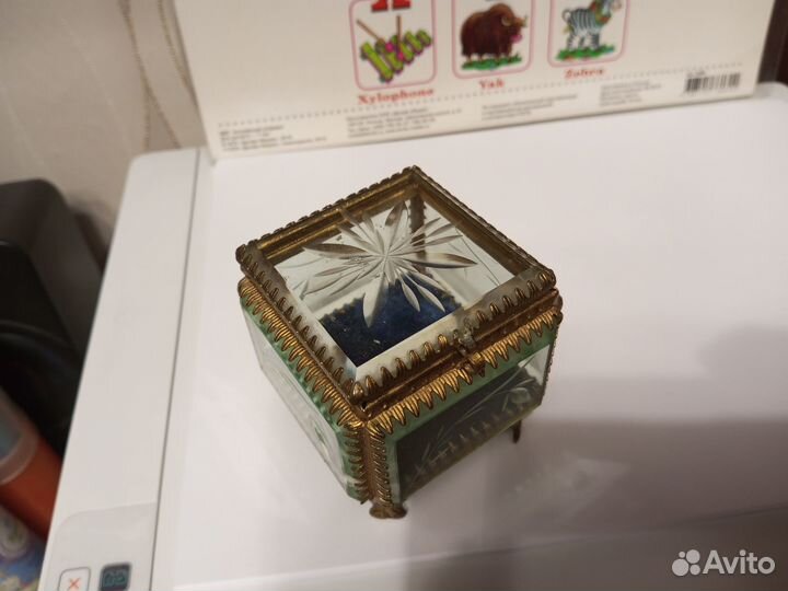 Шкатулка для украшений СССР стекло латунь