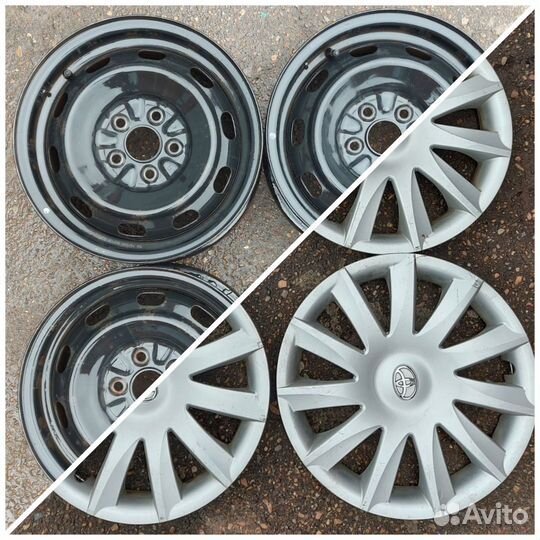 Штампованные диски R15 Toyota с колпаками