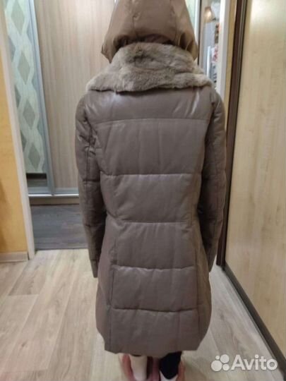 Пуховик женский Снежная королева натуральная кожа