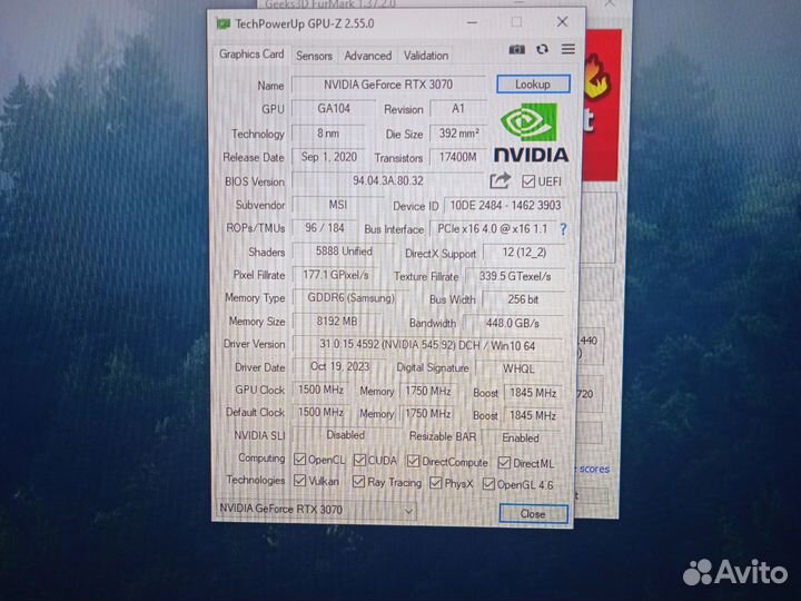 Видеокарта MSI GeForce RTX 3070 Gaming Z Trio