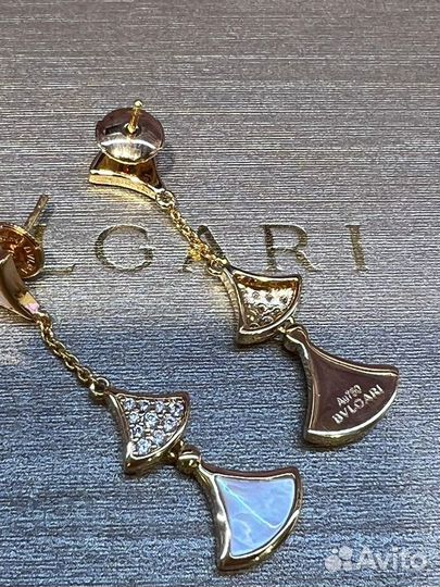 Серьги bulgari vgold камни перламутр