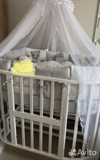 Детская кроватка трансформер круглая