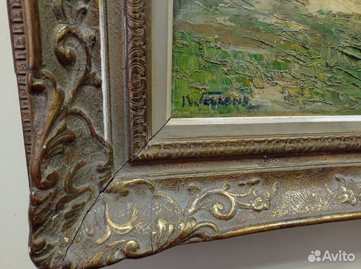 Антикварная картина. Бельгия. Ирен Велленс. Интер