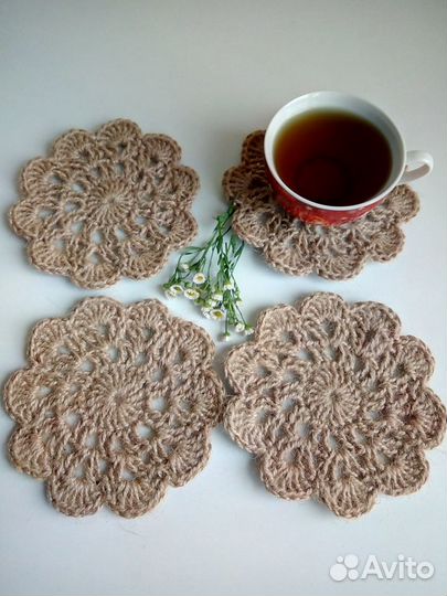 Набор ажурных салфеток сервировочных из джута