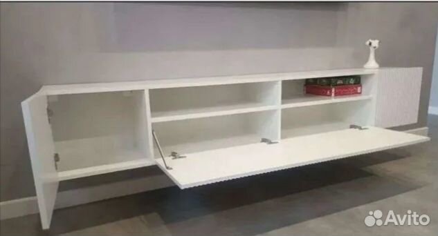 Тумба тв подвесная белый глянец
