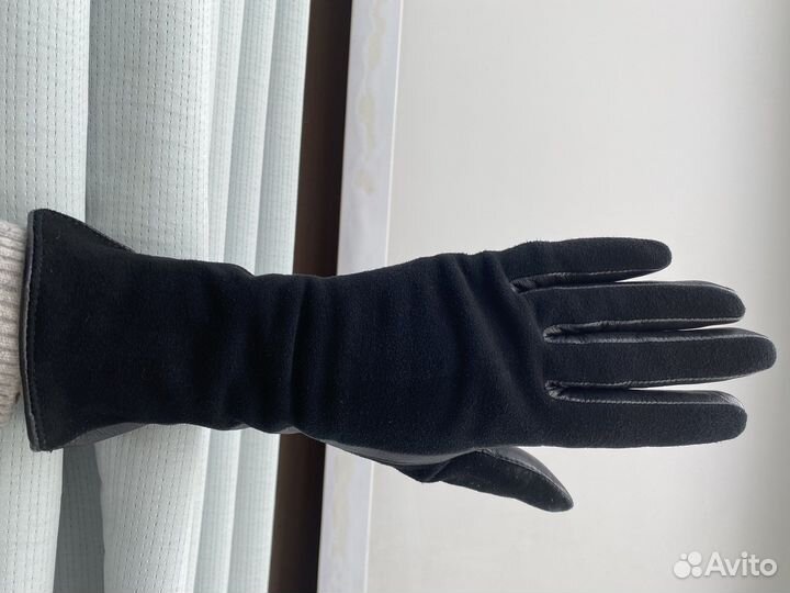 Перчатки кожа/замша новые 6-6,5р