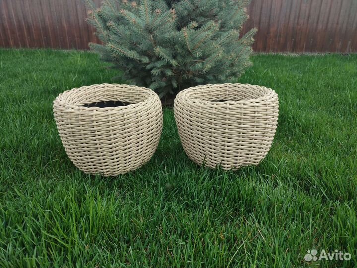 Кашпо из искусственного эко ротанга