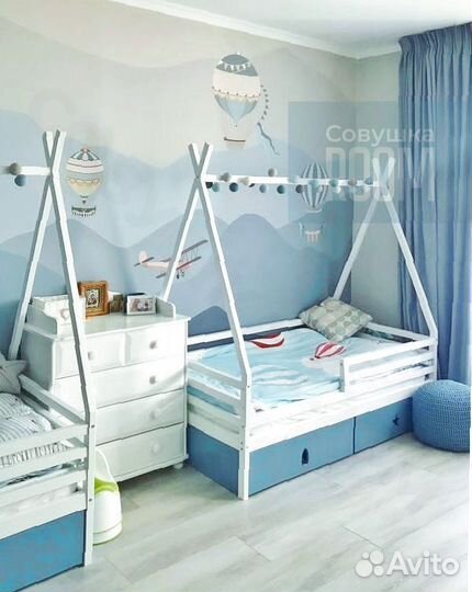 Детская Кровать из бука домик