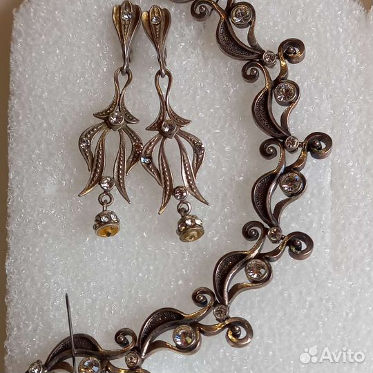 Серьги браслет мельхиор эмаль винтаж