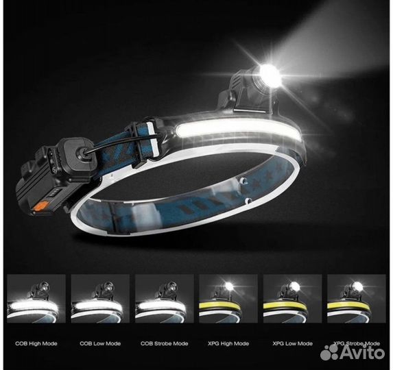 Фонарь налобный аккумуляторный с управлением жеста