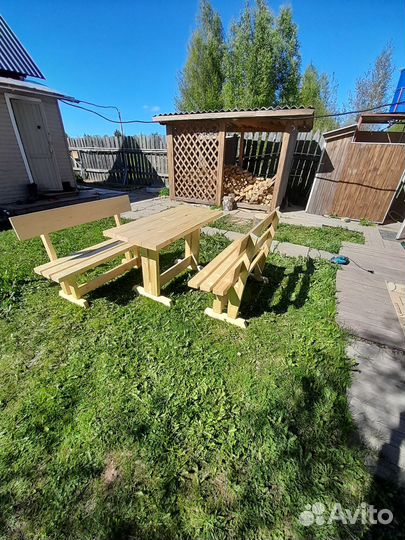 Стол и скамейки на дачу