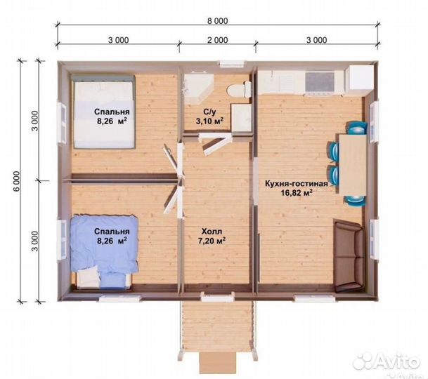 Каркасный Дачный дом 6х8 под ключ