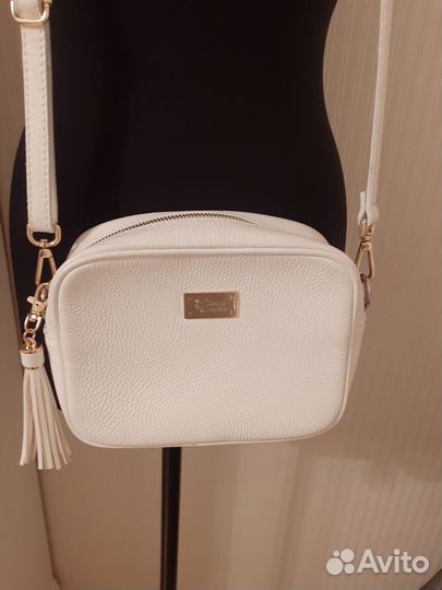 Сумочка женская, натуральная кожа, белая