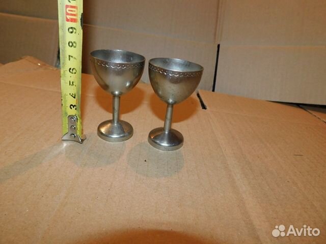 2 старинные,латунные рюмки СССР в интерьер и польз