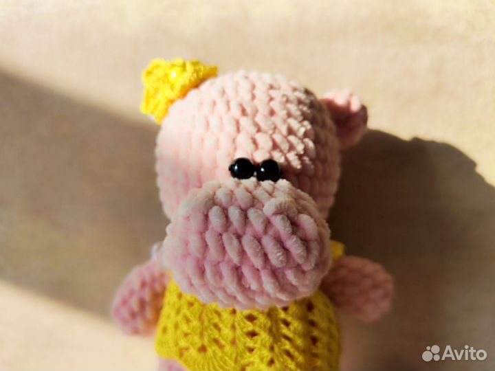 Мягкая игрушка ручной работы Бегемотик