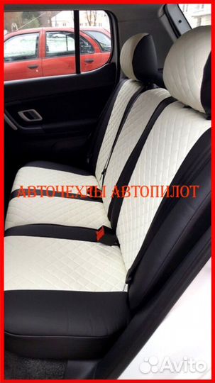 Чехлы Автопилот Skoda Fabia из экокожи чёрно-белые