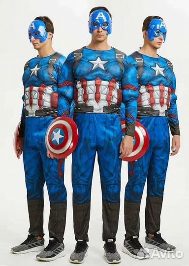 Костюм Капитан Америка, с мускулами, аниматор