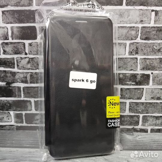 Чехол книжка для Tecno Spark 6 GO чёрный