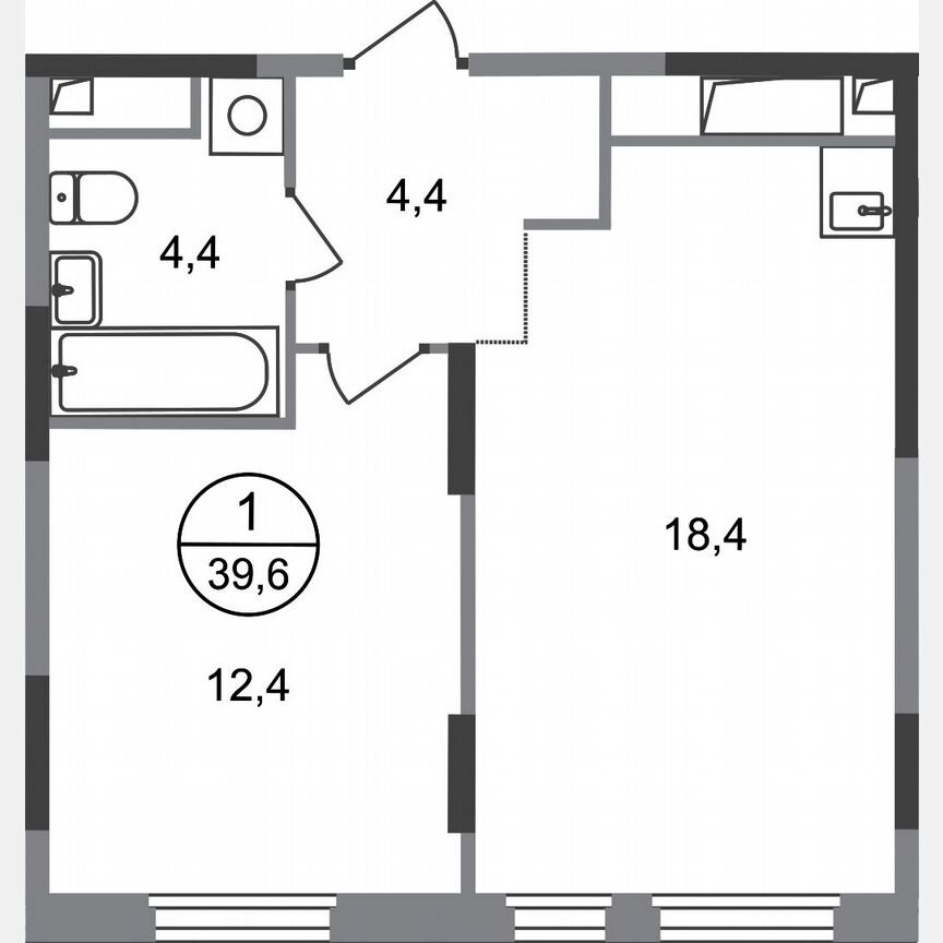 1-к. квартира, 39,6 м², 15/17 эт.