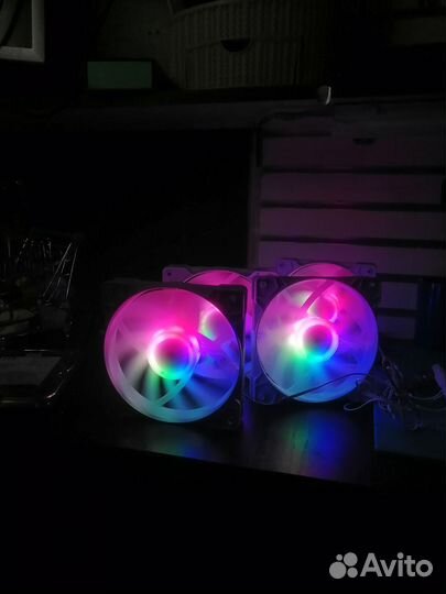 Кулер для пк, кулер в корпус белый RGB 4 шт. Новые