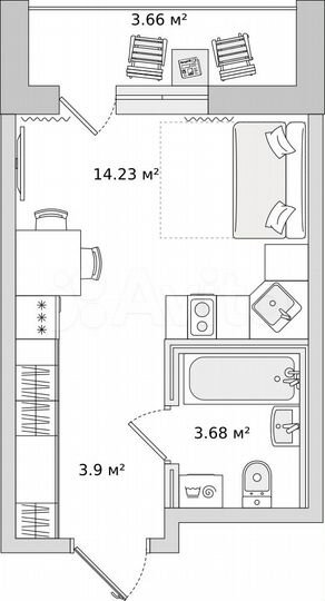 Квартира-студия, 21,7 м², 8/21 эт.