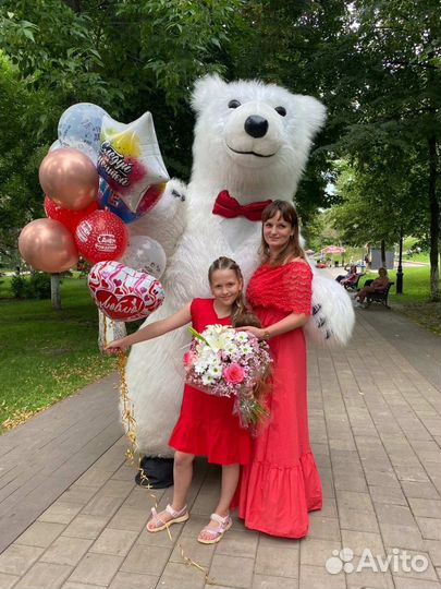 Танцующий Белый Мишка поздравление.Ростовая кукла