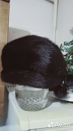 Норковая меховая шапка (с козырьком)