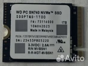 SSD 1Tb Western Digital SN740 sddptqd-1T00 OEM PCI