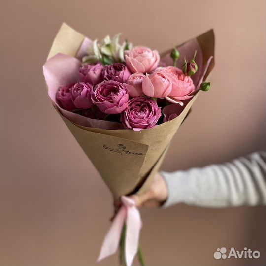 Букет цветов «Ягодный смузи» (Роза пионовидная)