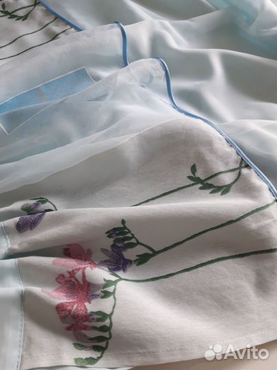 Тюль готовый с отделкой другой тканью