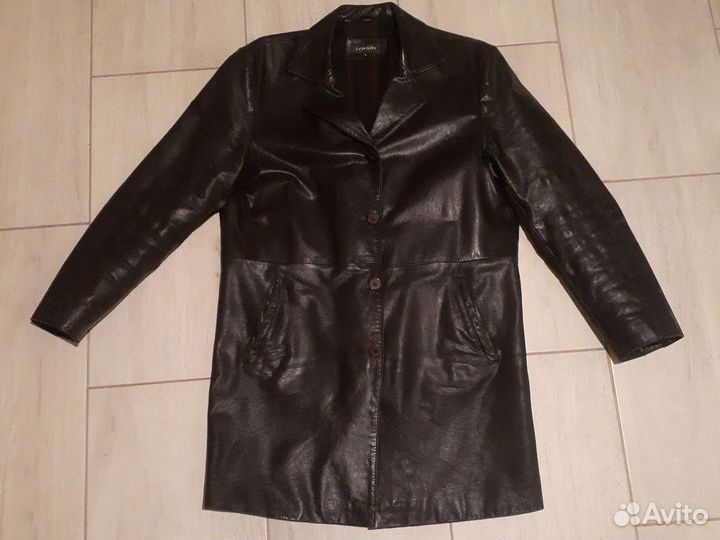 Кожаный плащ мужской 50