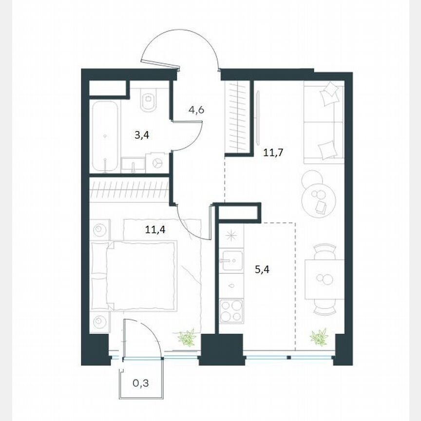 1-к. квартира, 36,8 м², 11/64 эт.
