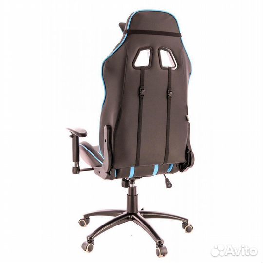 Кресло EverProf Lotus S16 Экокожа Голубой/Черный