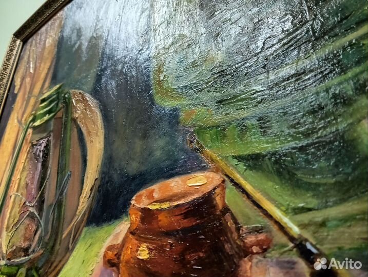 Картина маслом на холсте натюрморт с самоваром