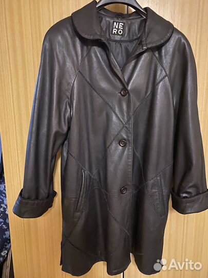 Пальто (плащ) кожаное женское, 54 размер