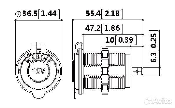 Разъем прикуривателя врезной, чёрный AES1118SP011