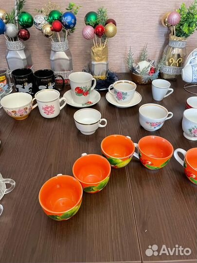 Чайные чашки кружки пары новогодний декор