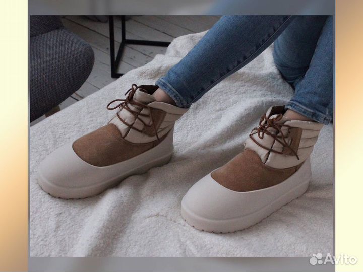 Угги от поставщика Lace Up мужские Бело-Коричневого цвета