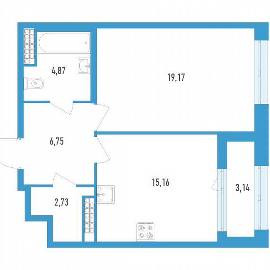 1-к. квартира, 50 м², 16/23 эт.