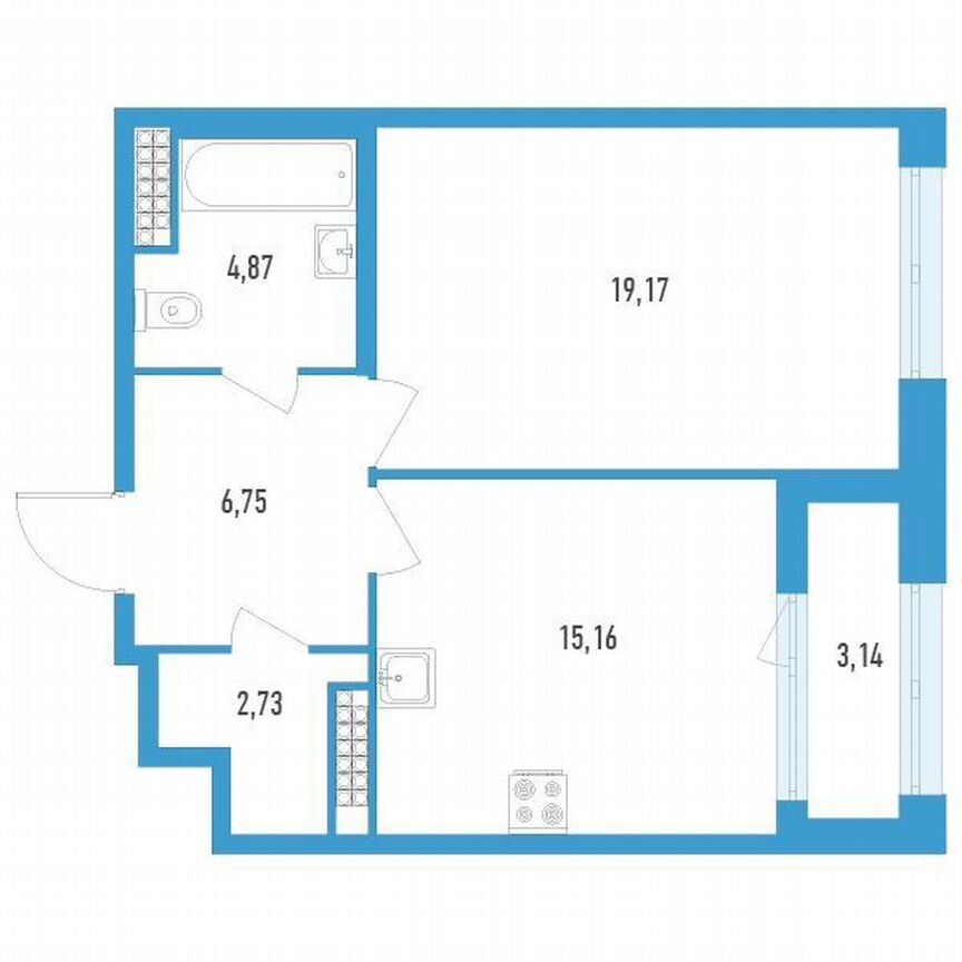 1-к. квартира, 50 м², 16/23 эт.