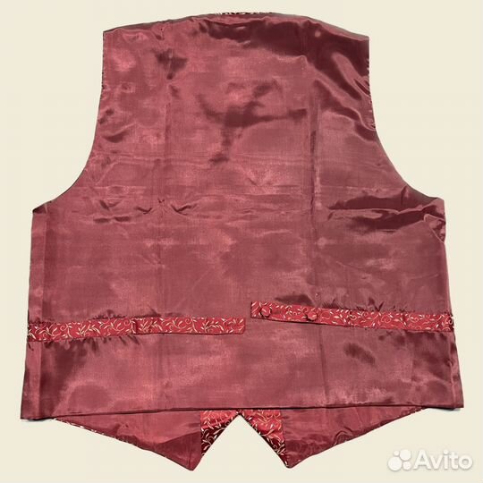 Комплект жилет и пластрон с узорами бордо XL