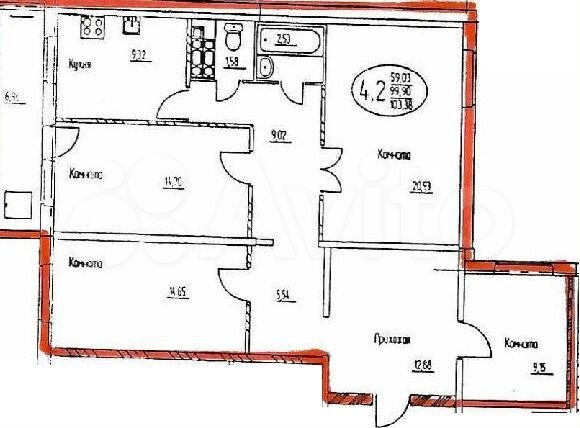 4-к. квартира, 105,1 м², 1/10 эт.