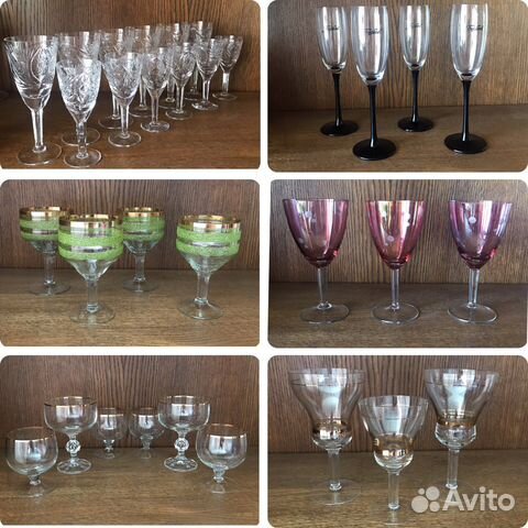 Фужеры хрустальные СССР цветные Разные наборы