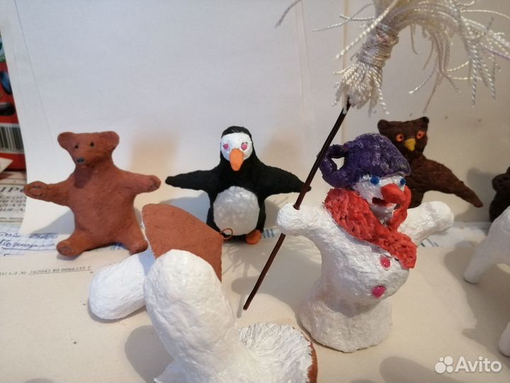 Ёлочная игрушка СССР. фигурка пингвин.папье -маше