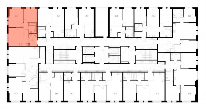 2-к. квартира, 57,9 м², 4/32 эт.