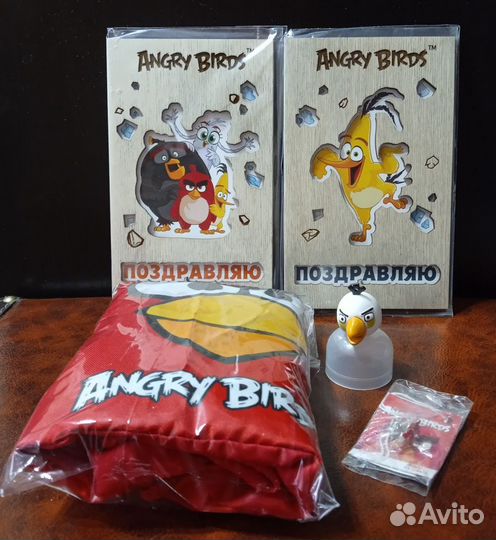 Набор Angry Birds(птичка, открытки, мешок, серьги)