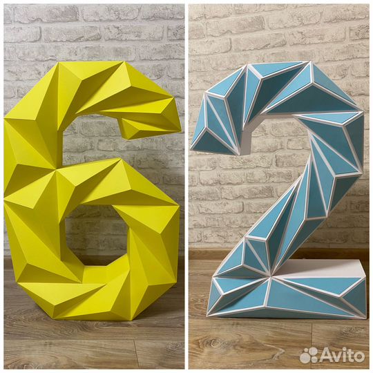 Цифра на День Рождения объёмная полигональная