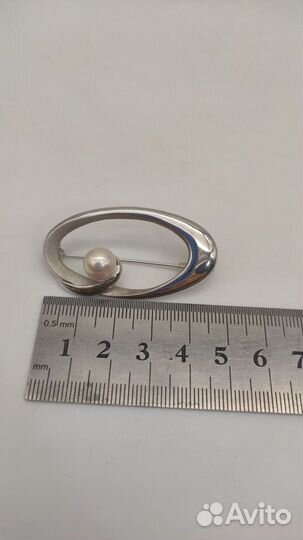 Брошь подвес серебро жемчуг, сер. XX в. №